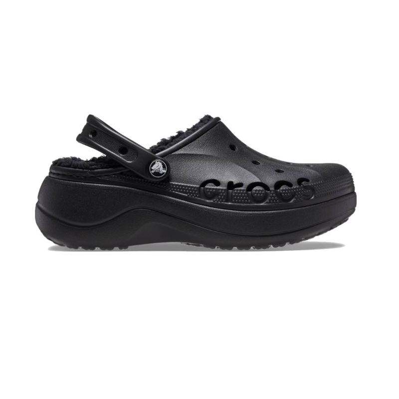 Crocs Unisex Black Baya Platform Lined Clog Slipper |Crocs In Lebanon