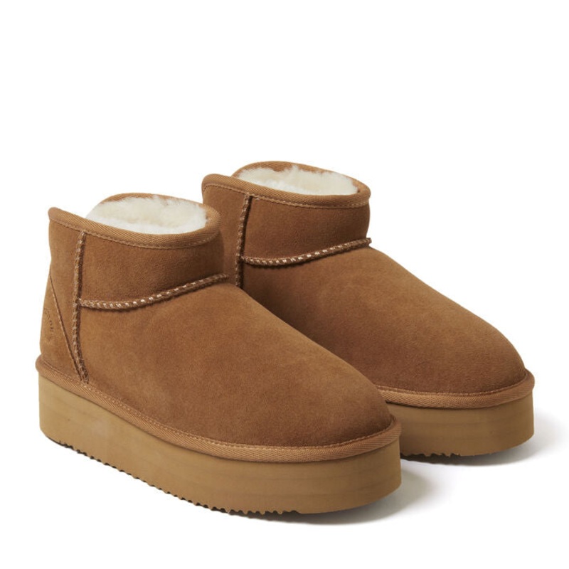 Dearfoams Women’s Brown Fireside Platform Ankle Boots | Dearfoams In Lebanon