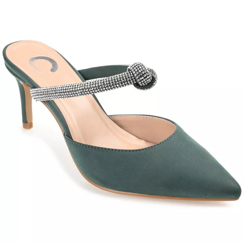 Journee Collection Women’s Green Lunna Mules Mid Stiletto Pointed Toe Pump Heels | Journee Collection In Lebanon