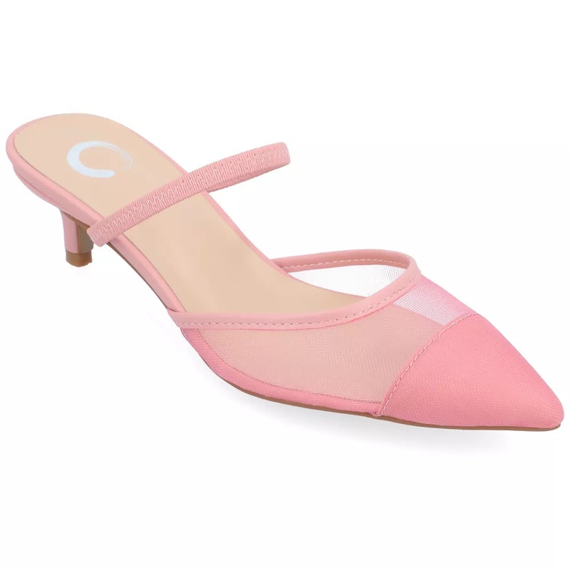 Journee Collection Women’s Pink Allana Slip On Kitten Mule Pump Heels | Journee Collection In Lebanon