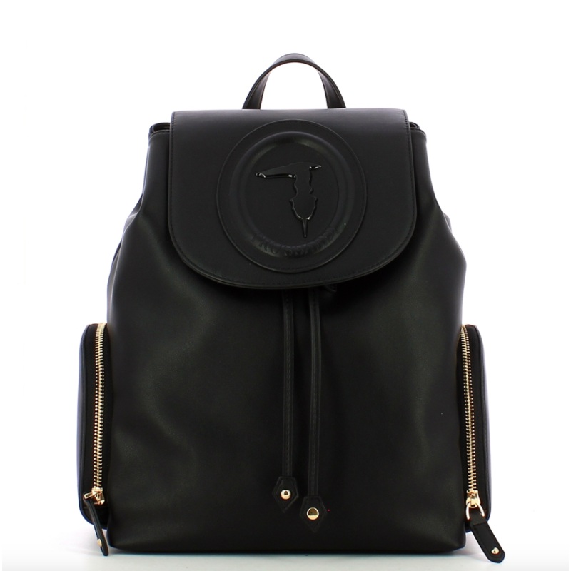 Trussardi Black Leather Backpack | Trussardi In Lebanon