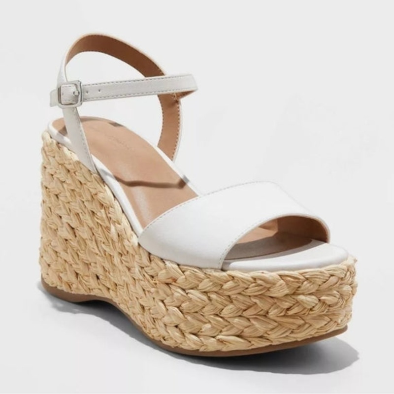 Universal Thread Women’s Off White Wedge High Heels Sandals | Universal Thread In Lebanon