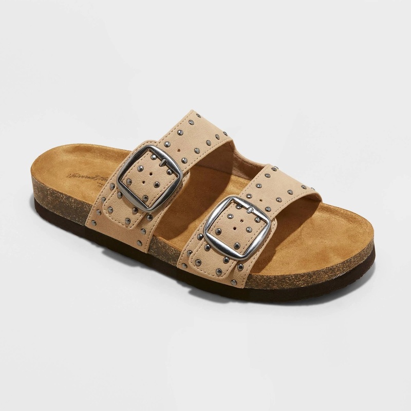 Universal Thread Women’s Tan Devin Two Band Footbed Slipper | Universal Thread In Lebanon
