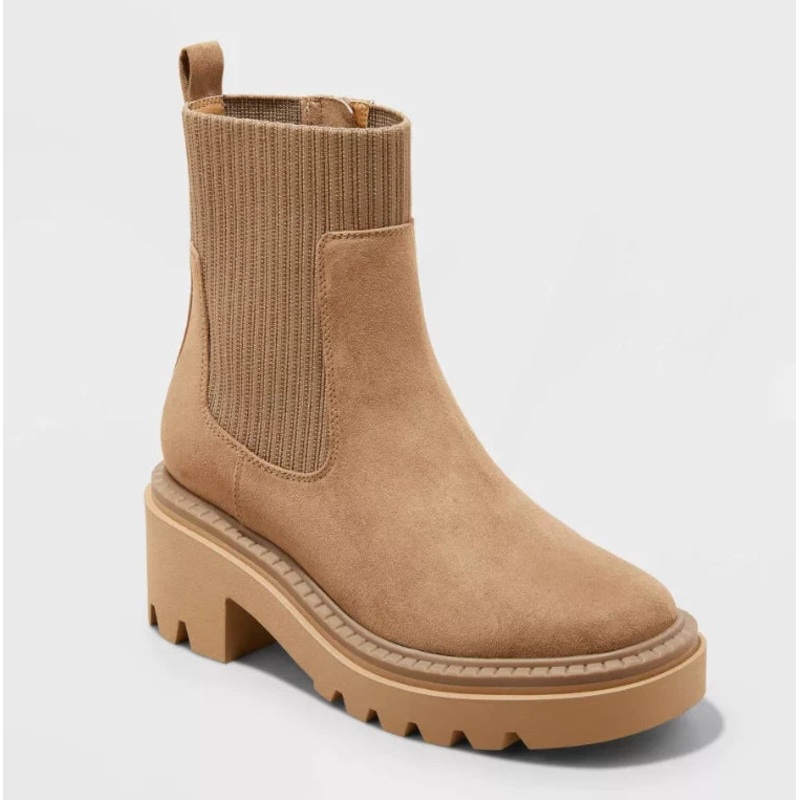 Universal Thread Women’s Tan Kyrie Chunky Heel Ankle Sock Boots |Universal Thread In Lebanon