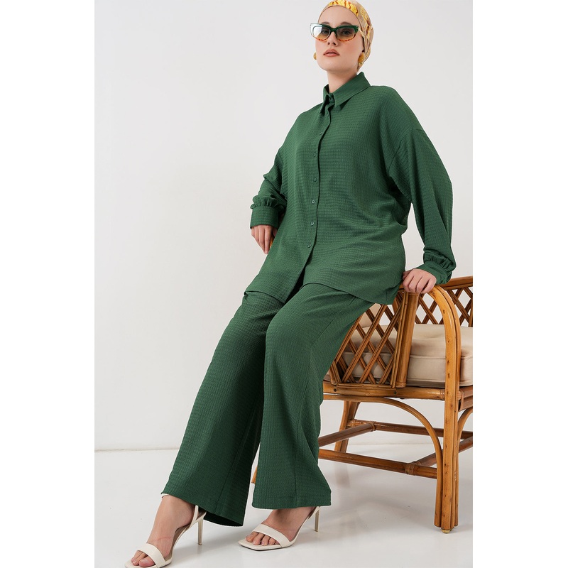 Big Dart Women’s Dark Green Knitted Hijab Bottom & Top Set | Big Dart In Lebanon
