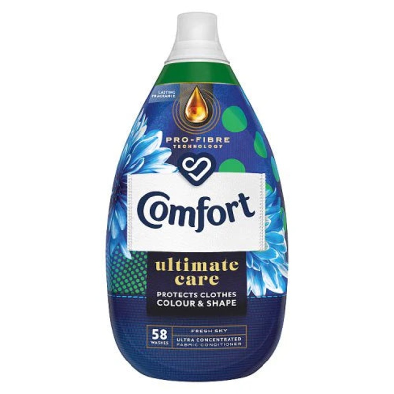 Comfort Ultimate Care Protect Clothes Color & Shape  58 Washes Fresh Sky Fabric Conditioner 870ML | Comfort In Lebanon