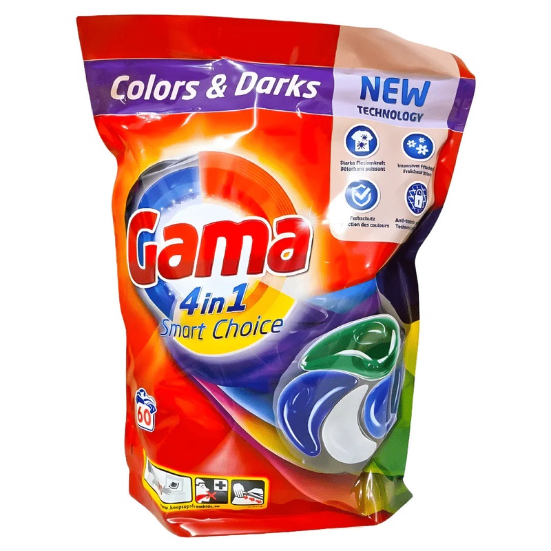 Gama 4-in-1 Laundry Capsules  For Color & Dark Fabrics 60Pcs 1320GR | Gama In Lebanon