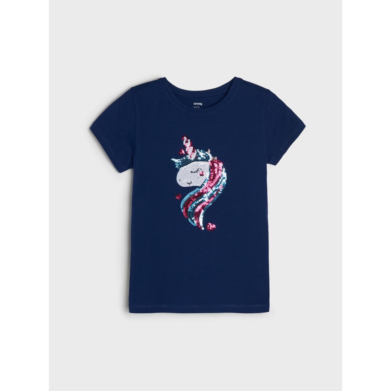 Sinsay Girl’s Navy Short-Sleeve T-shirt | Sinsay In Lebanon