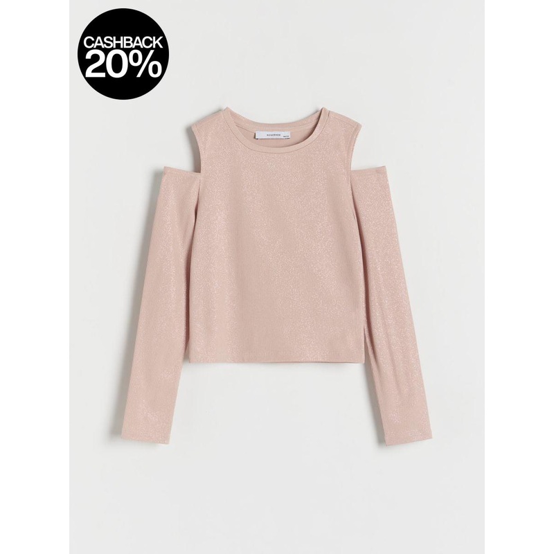 Reserved Girl’s Beige Off-Shoulder With Glitter Blouse | Reserved In Lebanon