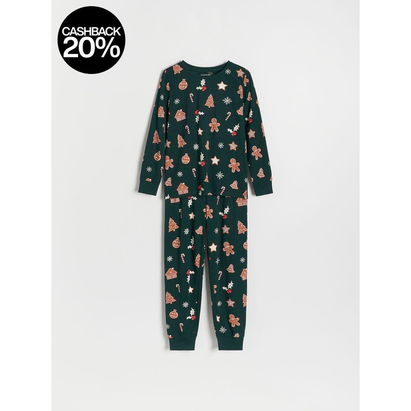 Reserved Girl’s Dark Green Christmas Cotton Pajama Set | Reserved In Lebanon