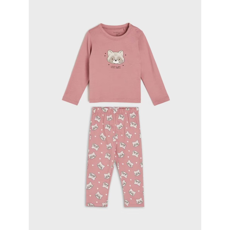 Sinsay Baby Girl’s Dusty Rose Printed Pajama Set | Sinsay In Lebanon