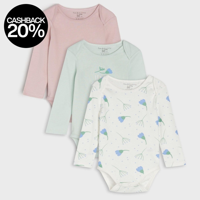 Sinsay Baby Girl’s Green & Dusty Rose Flora Long Sleeve Bodysuit Set Of 3 |Sinsay In Lebanon