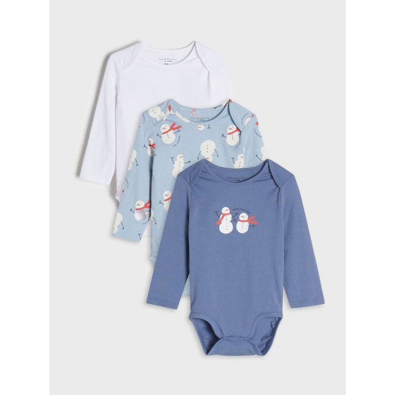 Sinsay Fox & Bunny Baby Boy’s Blue & White Bodysuits 3 Pack | Sinsay In Lebanon