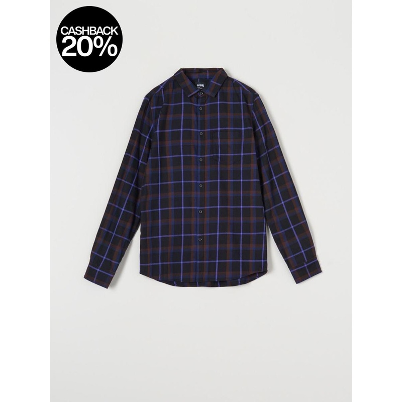 Sinsay Men’s Black Checkered Slim fit Long Sleeve Shirt |Sinsay In Lebanon