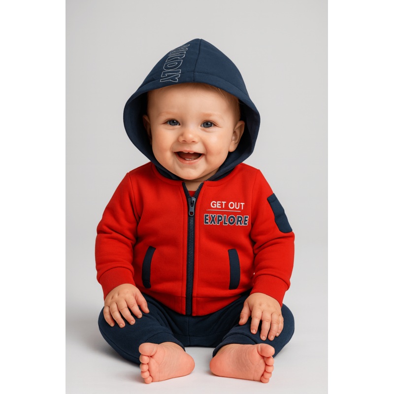 Boboli Baby Boy’s Red/Navy Long-Sleeve Jacket | Boboli in Lebanon