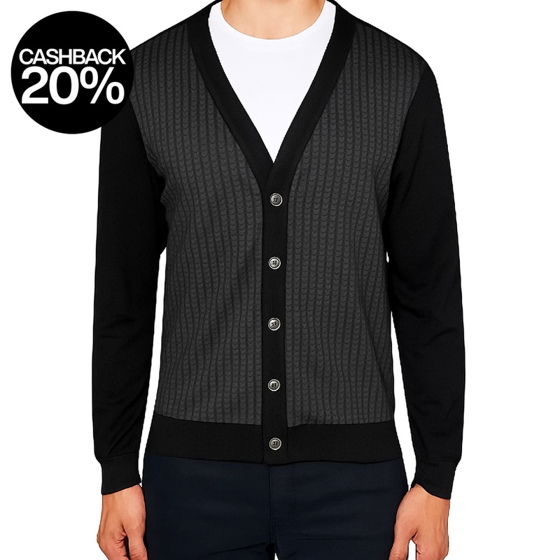 Tallia Men’s Black Slim-Fit Herringbone Cardigan |Tallia In Lebanon