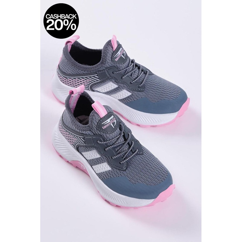 Tonny Black Kids Dark Grey & Pink Sport Sneakers | Tonny Black In Lebanon