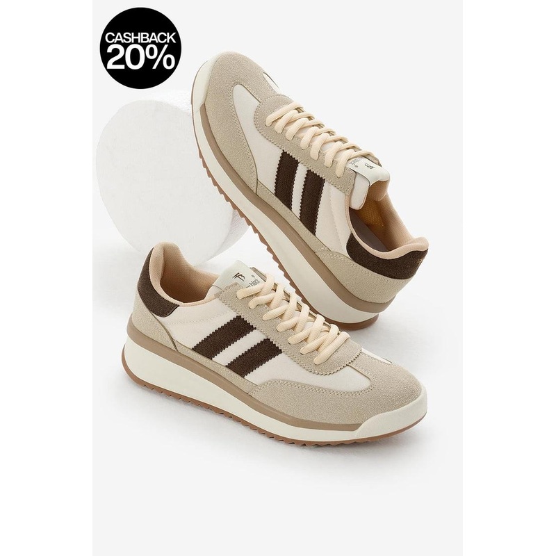 Tonny Black Unisex Beige Double Stripe Sneakers | Tonny Black In Lebanon