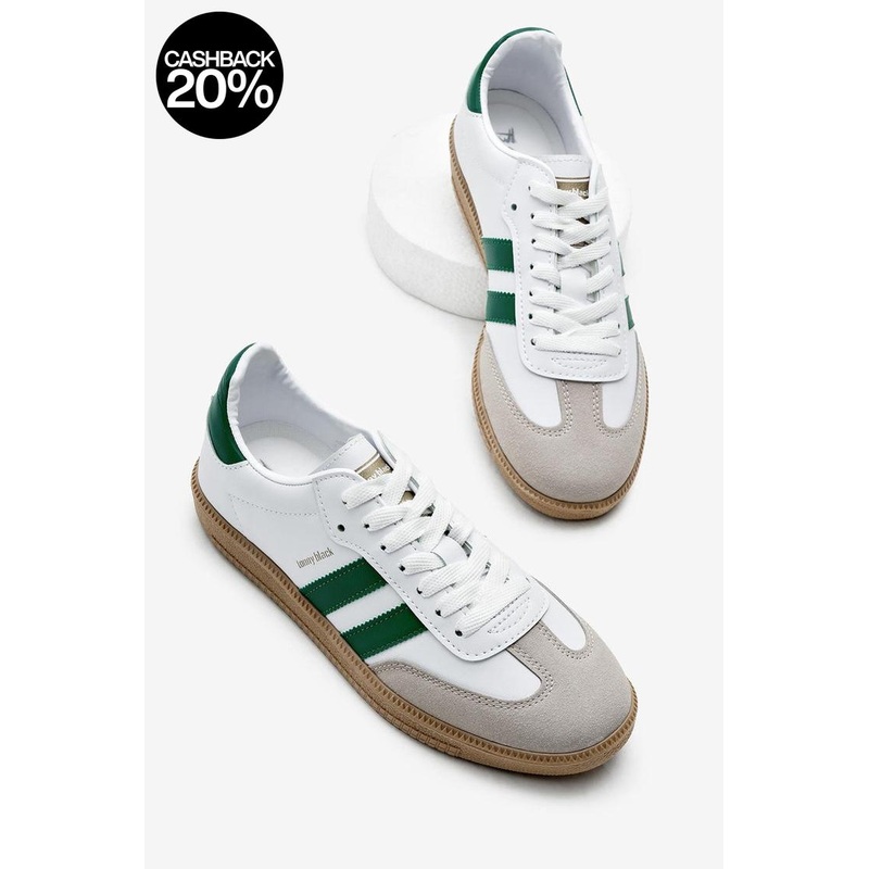 Tonny Black Unisex White & Green Stripe Lace-Up Sneakers |Tonny Black In Lebanon