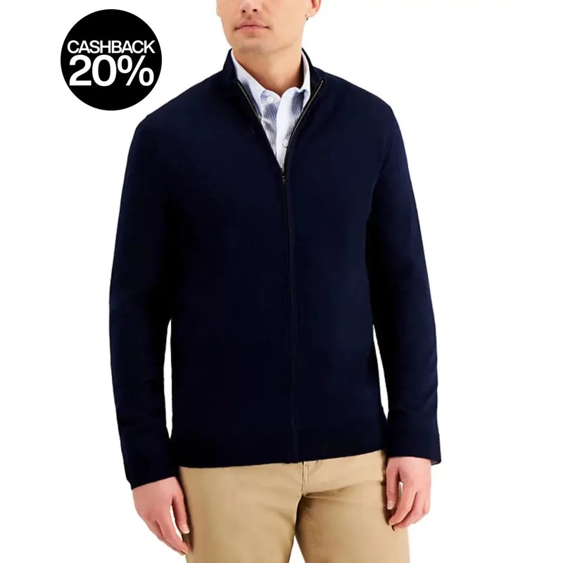 Club Room Men’s Navy Blue Merino Zip-Front Sweatshirt |Club Room In Lebanon
