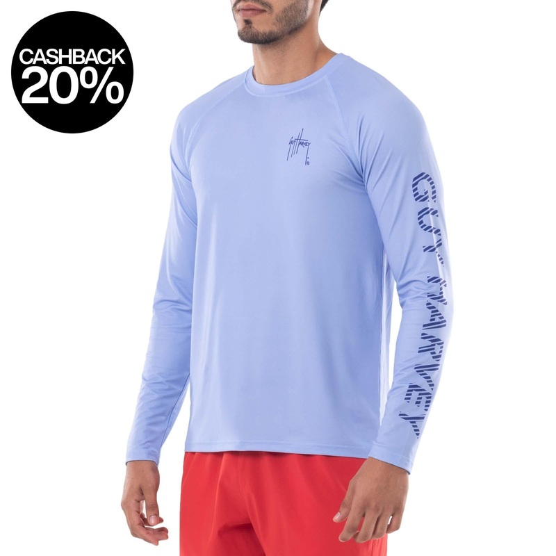 Guy Harvey Men’s Baby Blue  American Classic Performance Raglan Sun Protection Sweatshirt |Guy Harvey In Lebanon