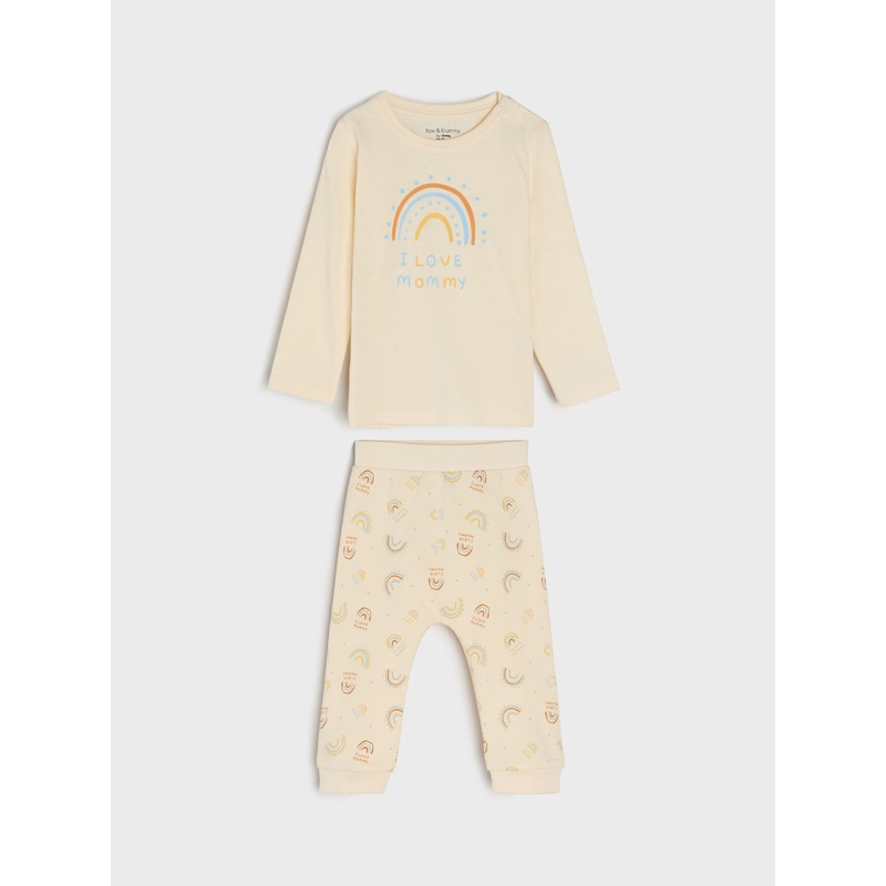 Sinsay Baby Boy’s Light Yellow Long sleeve T-Shirt & Trousers Set | Sinsay In Lebanon