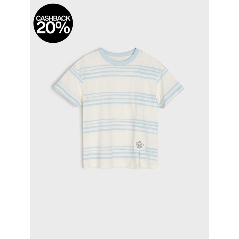 Sinsay Boy’s White & Blue T-Shirt With Stripes | Sinsay In Lebanon