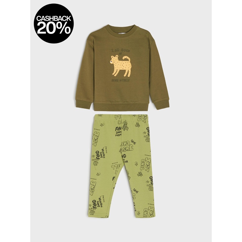 Sinsay Fox & Bunny Baby Boy’s Light Olive Sweatshirt And Leggings Set | Sinsay In Lebanon