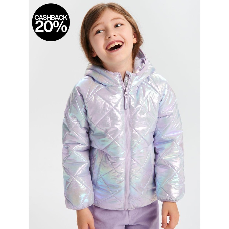 Sinsay Girl’s Light Violet Metallic Hooded Quilted Jacket |Sinsay In Lebanon
