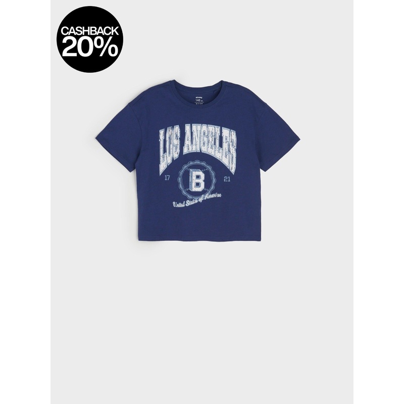 Sinsay Girl’s Navy Blue T-Shirt With Print | Sinsay In Lebanon