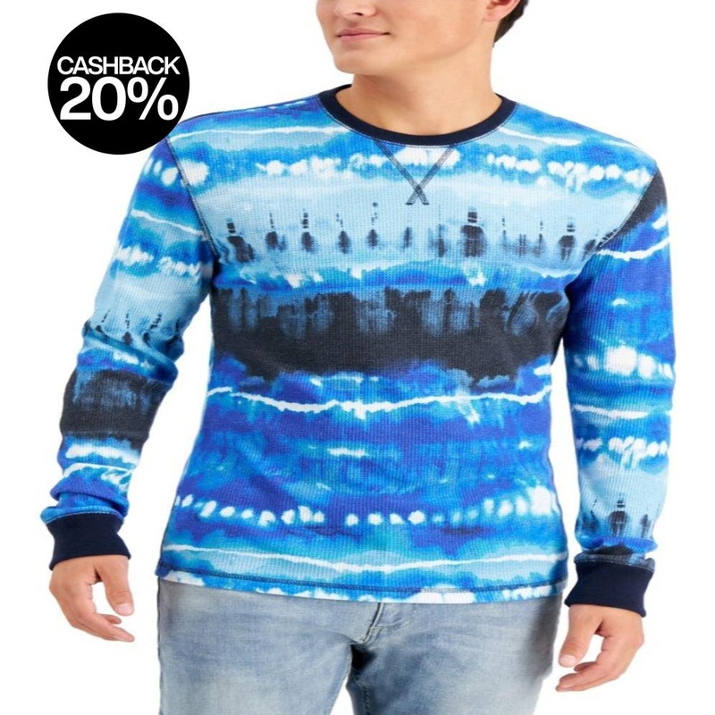 Sun & Stone Men’s Multicolor Remix Wash Tie-Dyed Thermal Waffle-Knit Sweatshirt |Sun & Stone In Lebanon