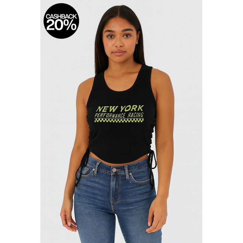 Forever 21 Women’s Black Lace Up Sleeveless Crop Top | Forever 21 In Lebanon