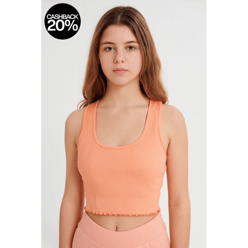 Forever 21 Women’s Light Orange Ribbed Tank Top | Forever 21 In Lebanon