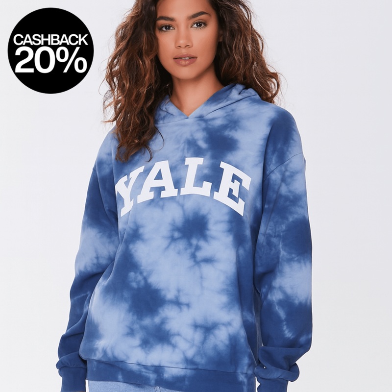 Forever 21 Women’s White & Navy Yale Hoodie | Forever 21 In Lebanon