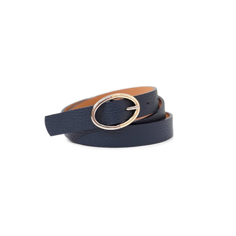 Landes – Oval Buckle Slim Leather Belt