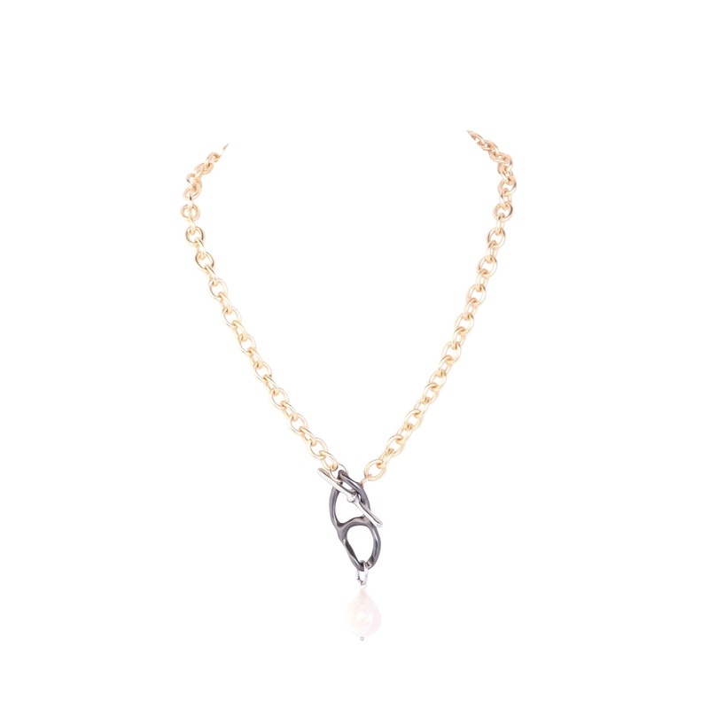 Merx – Mixed Metal Chain with Pearl Necklace