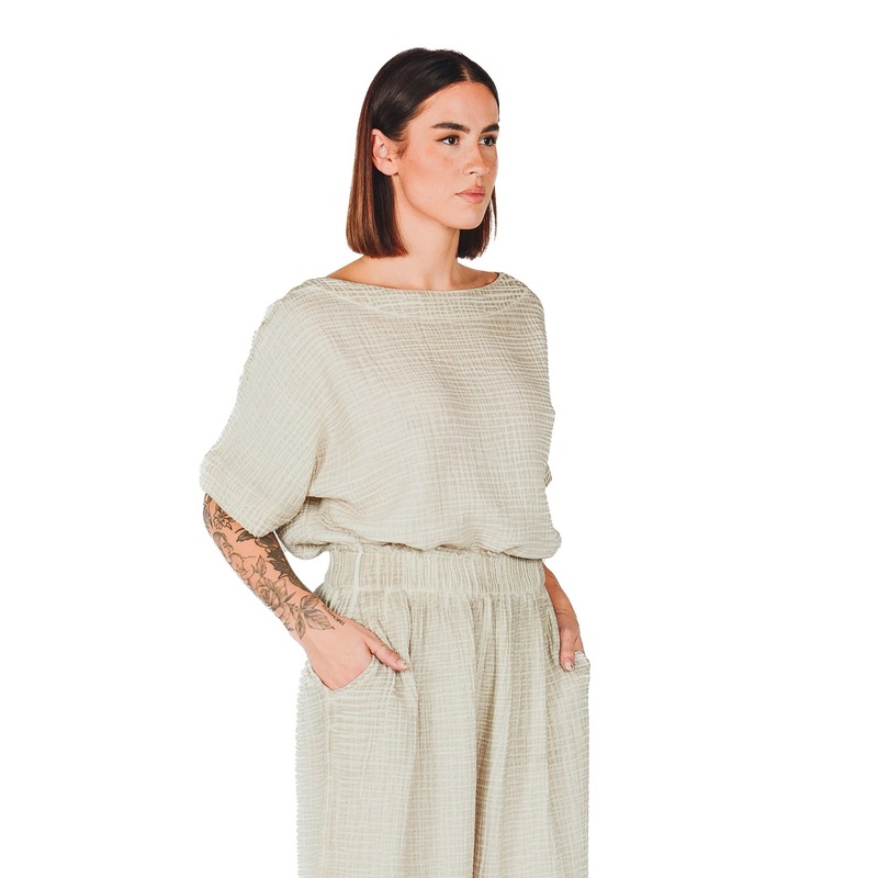 Pokoloko – Crinkle Boat Top|CREAM|BLACK|ONE SIZE