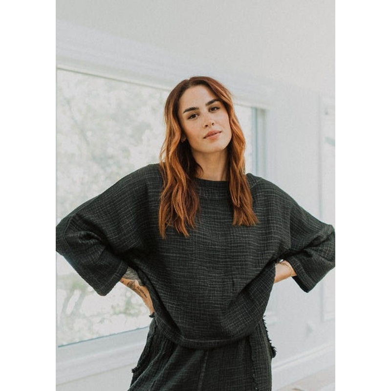 Pokoloko – Crinkle Long Sleeve Boat Top
