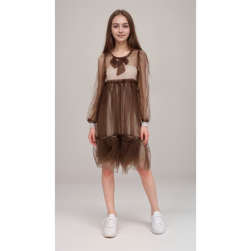 POMPdeLUX Girl’s Brown  Dress  |POMPdeLUX in Lebanon