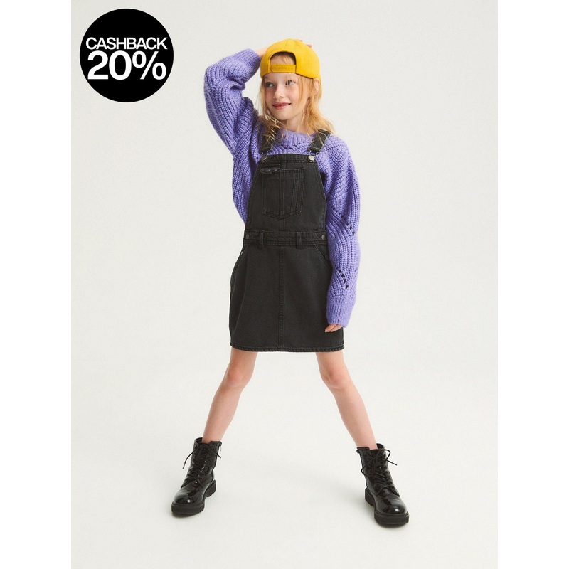 Reserved Girl’s Black Denim Dress | Reserved In Lebanon