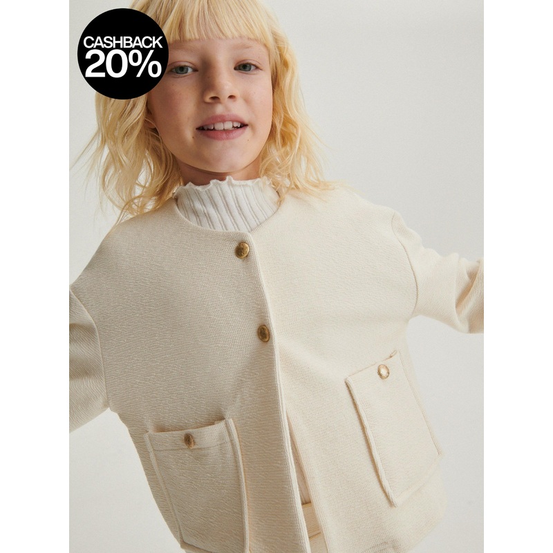 Reserved Girl’s Off White Gold Tone Buttons Cardigan | Reserved In Lebanon