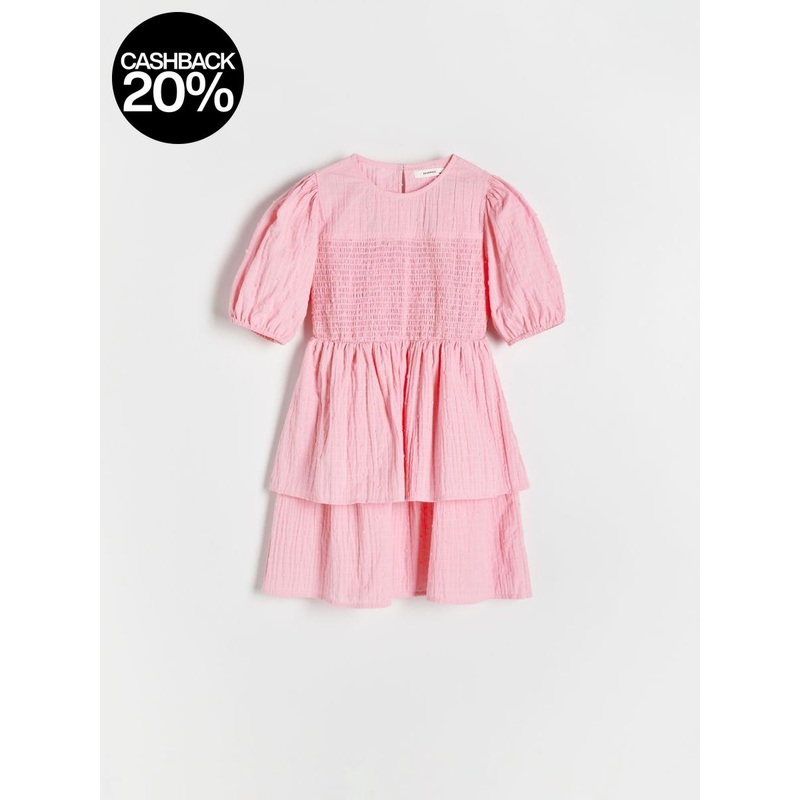 Reserved Girl’s Pink Cotton Short Sleeve Ruffle Dress |Reserved In Lebanon