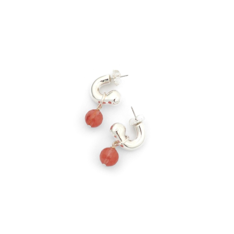 Simon Sebbag – Huggie Hoop Cherry Quartz Earring