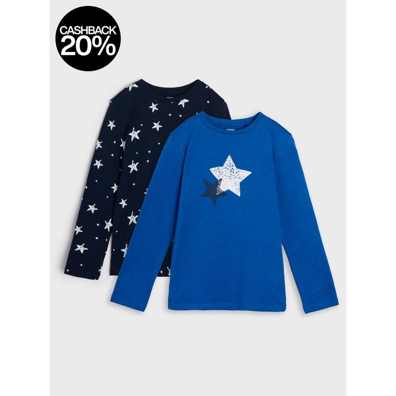 Sinsay Baby Boy’s Royal Blue & Navy Long Sleeve Star Printed Blouses 2 pcs |Sinsay In Lebanon