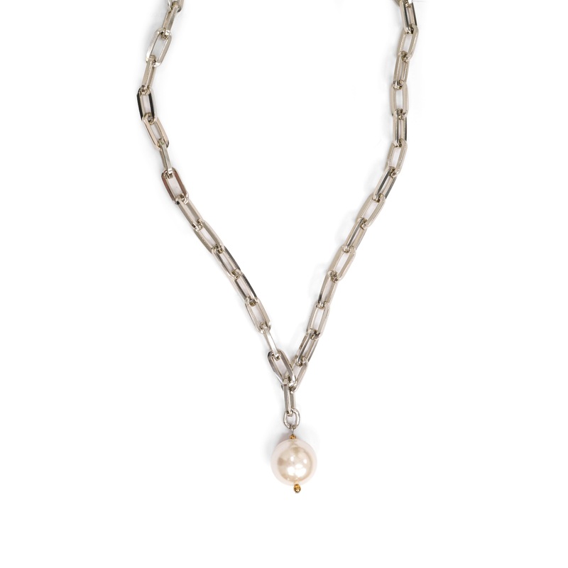 CCB – Chunky Chain Long Pearl Drop Necklace