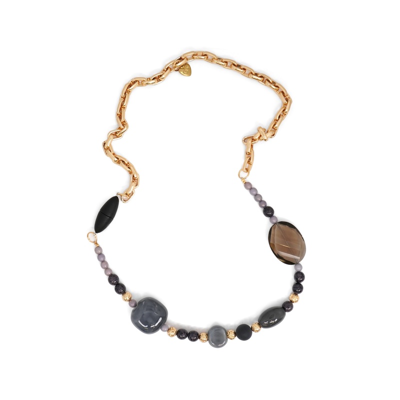 CCB – Grey and Gold Beaded Necklace