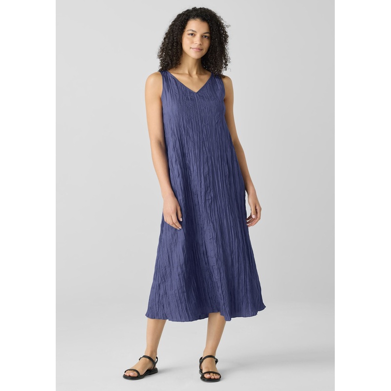 Eileen Fisher – Crushed Silk V-Neck Dress