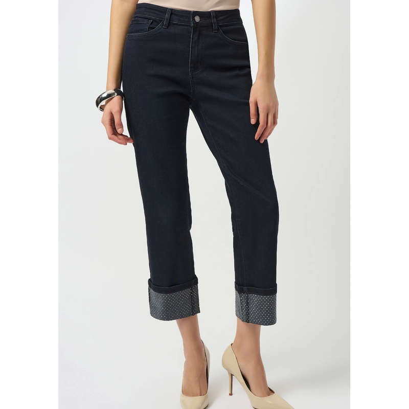 Joseph Ribkoff – Straight Crop Stretch Jeans with Turned Hem