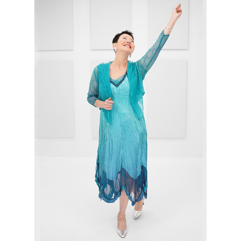 Komarov – Ombre Two-piece Dress and Jacket Set