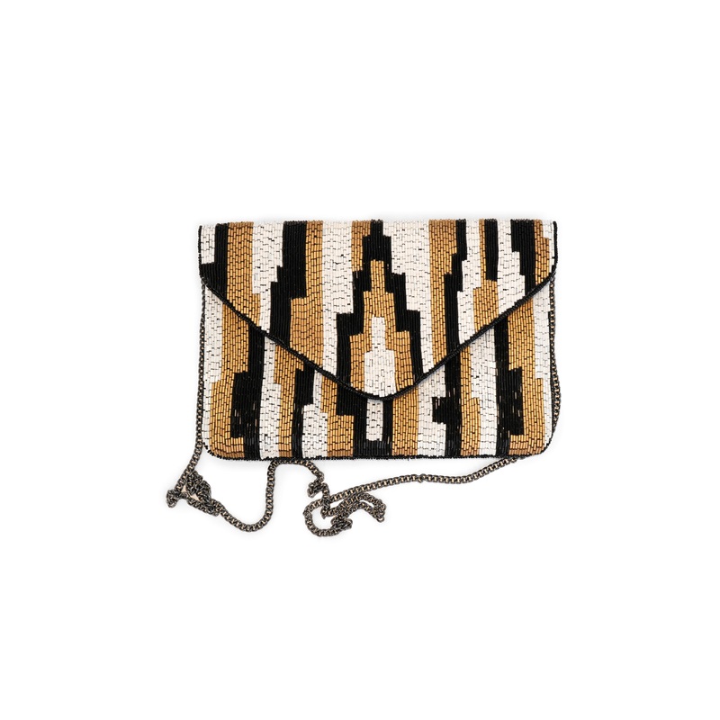 LCD – Black & Gold Beaded Clutch Bag